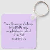 Crown Bible Verse Christliche Glaubenslehre Lila Schlüsselanhänger (Rückseite)