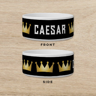 Crown Black Gold Dog Cat Pet Napf