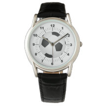 Crown Black Leather Strap Watch für Men Soccer Bal