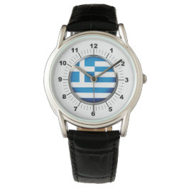 Crown Black Leather Strap Watch - Männerflagge in Armbanduhr