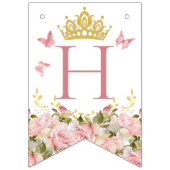 Crown Butterfells Pink Floral Foto Happy Birthday Wimpelkette (Zweite Fahne)