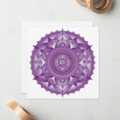 Crown Chakra Lila Mandala Square Note Card Mitteilungskarte (Vorderseite/Rückseite Beispiel)