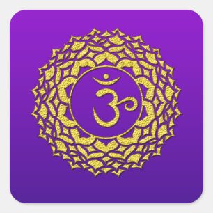 Crown Chakra Lila Quadratischer Aufkleber
