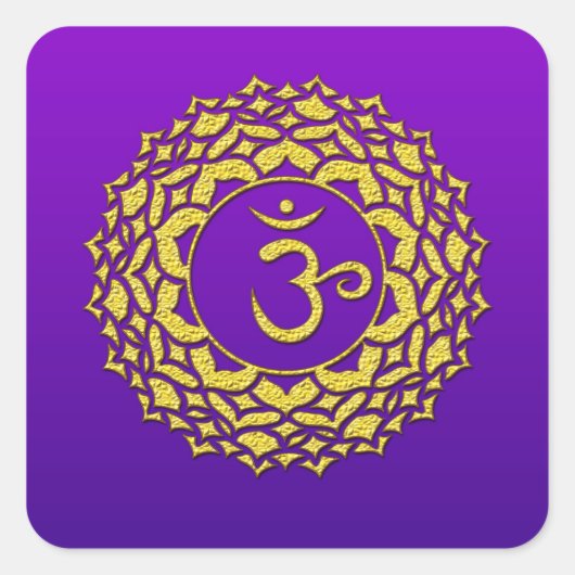 Crown Chakra Lila Quadratischer Aufkleber (Vorderseite)