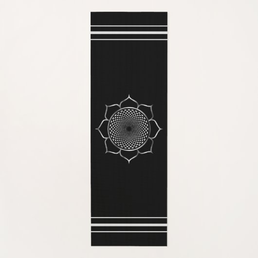 Crown Chakra Mandala & Lotus auf schwarz Yogamatte (Vorderseite)