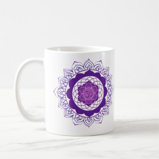 Crown Chakra Mandala - Sahasrara mit Om Kaffeetasse (Links)