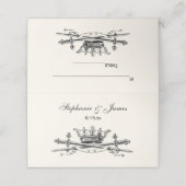 Crown Crossed Sabers Platzkarte Escort Card Elfenb (Außenseite Aufgefaltet)