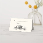 Crown Crossed Sabers Platzkarte Escort Card Elfenb (Rückseite)