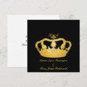 Crown Design II - Gold Einladung (Vorne/Hinten)