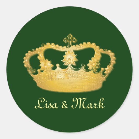 Crown Design II - Gold Runder Aufkleber (Vorderseite)