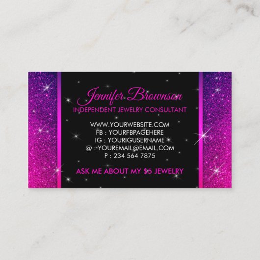 Crown Diamond Lila Visitenkarte (Rückseite)