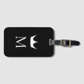 Crown Elegant Monogram Black and White Gepäckanhänger (Vorderseite (Horizontal))