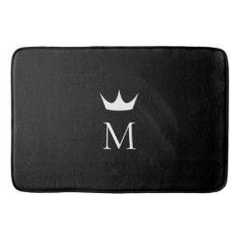 Crown Elegant Monogram Muster Schwarz-Weiß Badematte