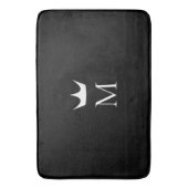 Crown Elegant Monogram Muster Schwarz-Weiß Badematte (Vorderseite Vertikal)