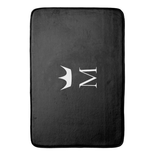 Crown Elegant Monogram Muster Schwarz-Weiß Badematte (Vorderseite Vertikal)