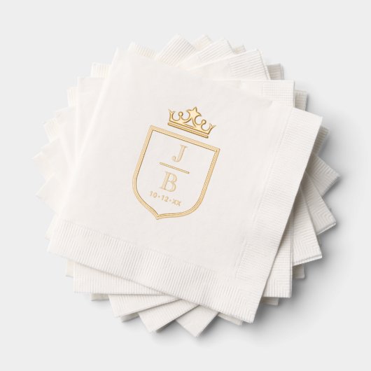 Crown Familienwappen 2 Initial Wedding Monogram #2 Servietten Mit Folie (Insitu (Gestapelt))