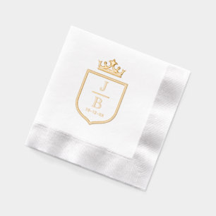 Crown Familienwappen 2 Initial Wedding Monogram #2 Servietten Mit Folie