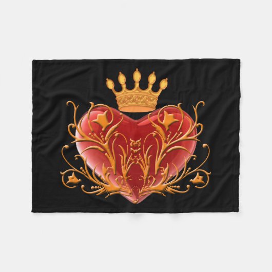 Crown Filigree Heart Fleece Blanket (Vorderseite (Horizontal))
