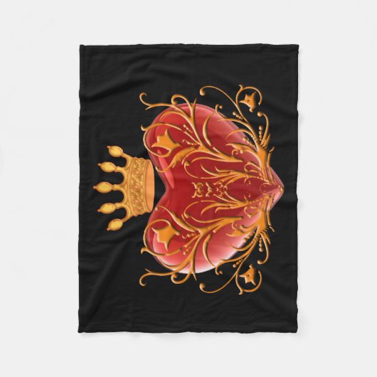 Crown Filigree Heart Fleece Blanket (Vorderseite)