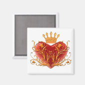 Crown Filigree Heart Magnet (Vorderseite/Rückseite)