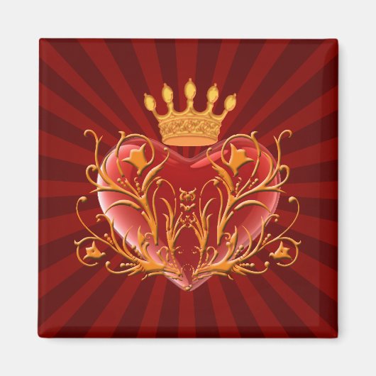 Crown Filigree Heart Magnet (Vorne)