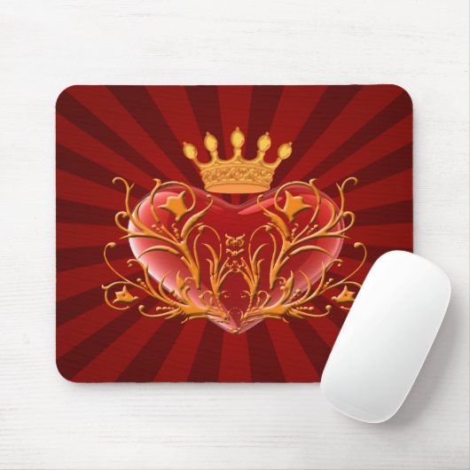 Crown Filigree Heart Mouse Pad Mousepad (Mit Mouse)