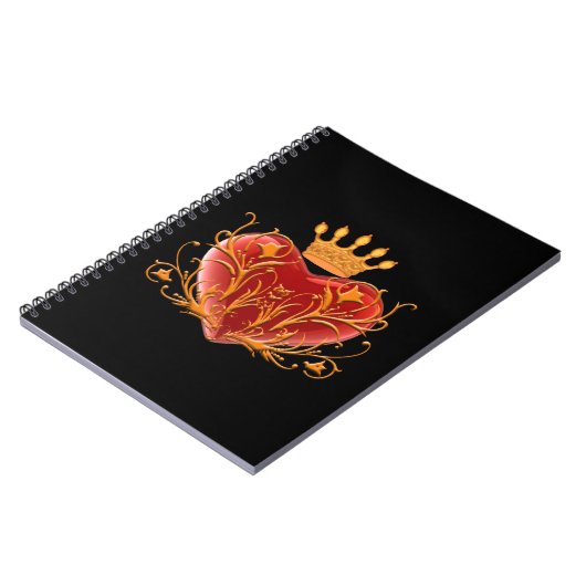 Crown Filigree Heart Spiral Notebook Notizblock (Linke Seite)