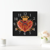 Crown Filigree Heart Square Clock Quadratische Wanduhr (Zuhause)