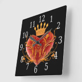 Crown Filigree Heart Square Clock Quadratische Wanduhr (Winkel)