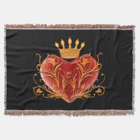 Crown Filigree Heart Throw Blanket Decke (Vorderseite)