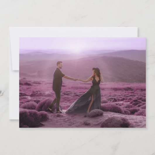 Crown Foto Hochzeit speichern Sie das Datum lila g Save The Date (Rückseite)