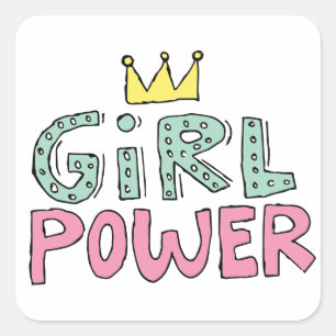 Crown Girl Power Doodle Girly Doodle Power Girl Quadratischer Aufkleber