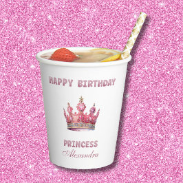 Crown Glitzer Pink Fairytale Prinzessin Geburtstag Pappbecher