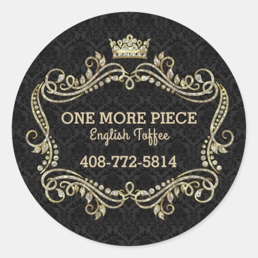 Crown Gold Glitzer und Wirble Blumenrahmen Runder Aufkleber (Vorderseite)