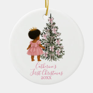 Crown Gold Prinzessin Baby Mädchen erstes Weihnach Keramik Ornament