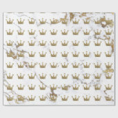 Crown Gold Sepia Black Metallic Minimalismus Marmo Geschenkpapier (Flach)