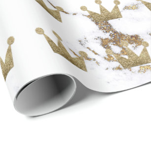 Crown Gold Sepia Black Metallic Minimalismus Marmo Geschenkpapier