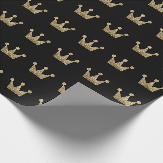 Crown Gold Sepia Schwarzer Metallischer Minimalism Geschenkpapier (Ecke)