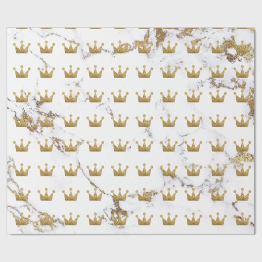 Crown Gold Sepia Weißer Metallischer Minimalismus Geschenkpapier (Flach)
