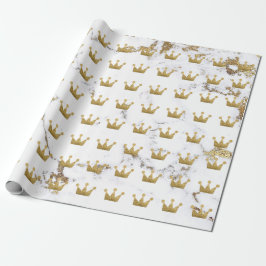 Crown Gold Sepia Weißer Metallischer Minimalismus  Geschenkpapier