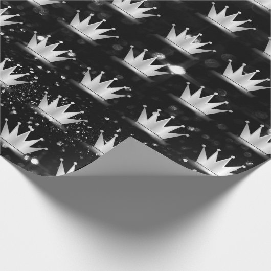 Crown Gray Silver Princess Black Spark Geschenkpapier (Ecke)