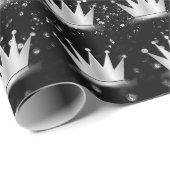 Crown Gray Silver Princess Black Spark Geschenkpapier (Rolleneckpunkt)