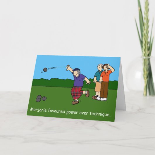 Crown Green Bowling Birthday Cartoon Karte (Vorderseite)