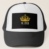 Crown Image KING Text Royal Style White Black-Cap Truckerkappe (Vorderseite)