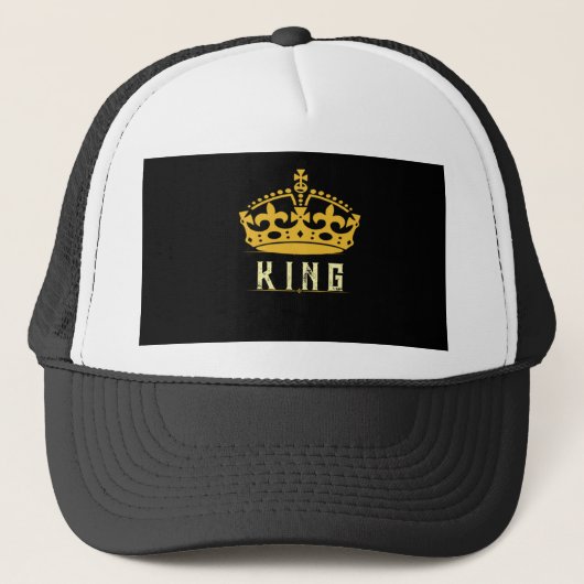 Crown Image KING Text Royal Style White Black-Cap Truckerkappe (Vorderseite)