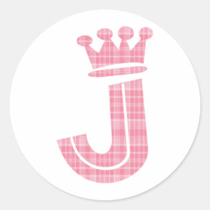 CROWN INITIAL PINK J RUNDER AUFKLEBER