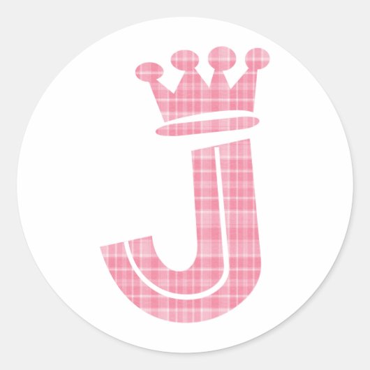 CROWN INITIAL PINK J RUNDER AUFKLEBER (Vorderseite)