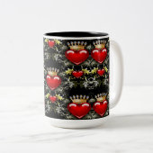 Crown Jewel Hearts Pattern Tasse (VorderseiteRechts)