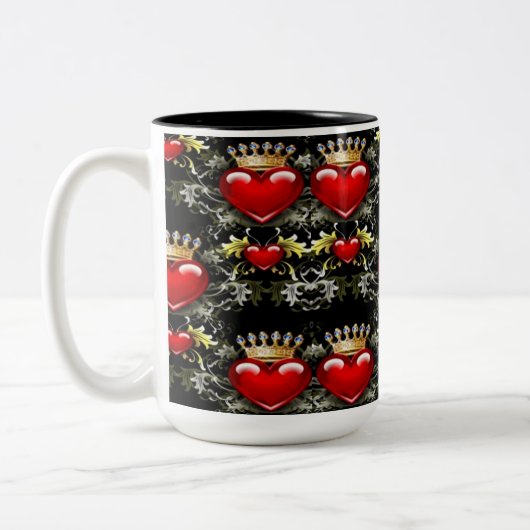 Crown Jewel Hearts Pattern Tasse (Links)
