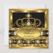 Crown King Prince Queen Royal Gold Diamond Party Einladung (Vorderseite)